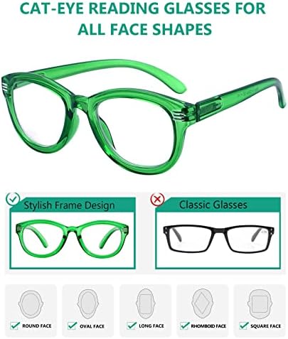 Очила за четене Eyekepper Cat Eye, за Жени, по-Големи Дамски Очила за четене - Зелен +1.50
