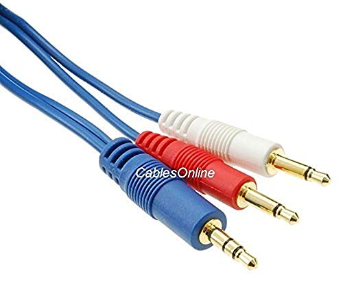 кабел с дължина 1 метър 3,5 мм Стерео Щепсел за двойна (Rd/Wh) Моно 3,5 мм Синьо Аудио Разъемный кабел, AM-601C
