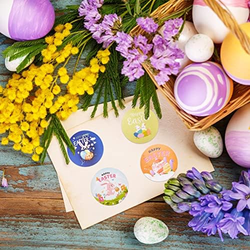 500 Броя 1,5 Инча(ове) на Великденските на Етикети в Ролка за деца - Разнообразни, Стикер с изображение на Заек яйца, Стикери-етикети