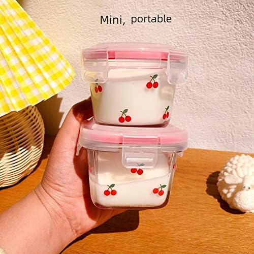 Ivymei 2 пакета Мини-контейнери от черешово стъкло, с капаци, Херметични Малки Контейнери за съхранение на храна, Стъклени Буркани
