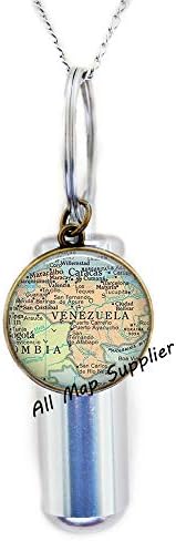 AllMapsupplier Модно Колие с Урной за Кремация, карта на Венецуела, Колие с урной За Кремация на картата на Венецуела, една Урна