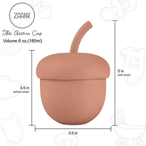 Zaank - The Acorn Cup - Силиконова чаша за пиене с соломинкой, Чаша за деца, Преходна чаша, Тренировочная чаша, Не съдържа BPA, Небьющаяся,
