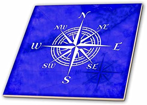 3dRose Класически бял морски компас с розов дизайн за плаване за моряците. - Плочки (ct_352667_1)