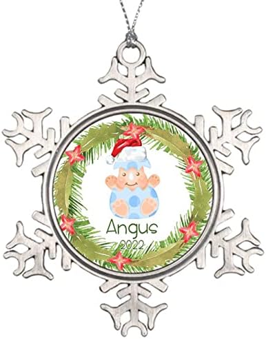 Весела Коледна Украса с Името на Детето на Поръчка, Детско Първото Коледно Метална Украса на Коледна Елха 3 Инча, Украса