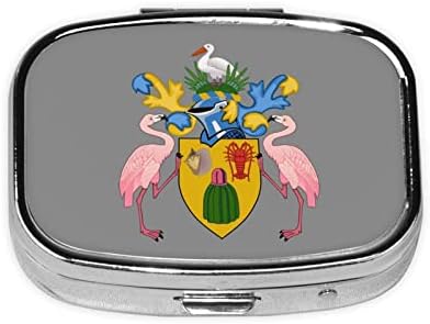 Национална Емблема на островите Търкс и Кайкос Квадратна Мини-Кутия За Хапчета Пътни служби За Лекарства Органайзер Преносим Метален Калъф