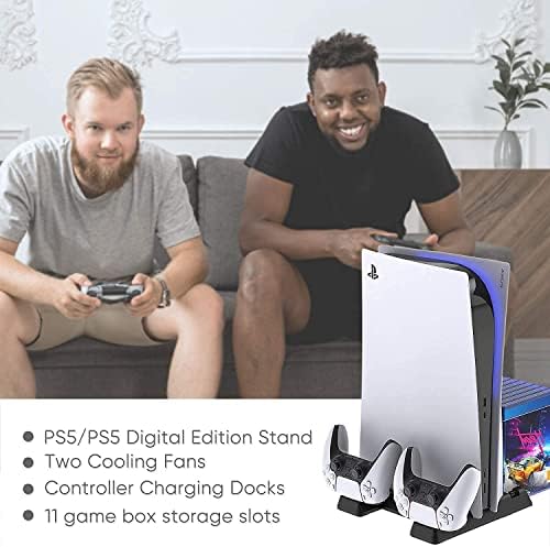 Охлаждаща поставка Tobo за PS5, Поставка за зареждане с двама ръководители, док-станция за зареждане, Вертикална поставка за PS5