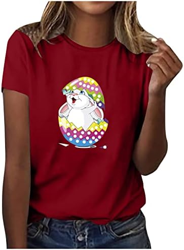 Тениска Честит Великден за Жени, Тениска с Образа на Привлекателен Заек, Забавни Религиозни Тениски, Основни Ежедневни Блузи С Къс Ръкав