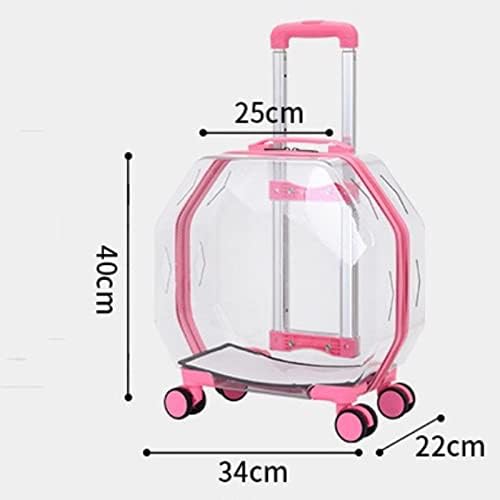 Количка за домашни любимци GRETD, Пътна чанта за котки, Панорамна Прозрачна чанта за транспортиране на 360 °, с Голям капацитет (Цвят: розов)