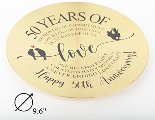 Декоративна Купа TOBOHU 50 Years of Love с Титуляра, Подаръци за 50-годишнината на родителите, на 50-годишнината от сватбата, Златна