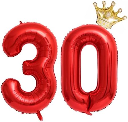 Комплект балони с 40-Инчови червен номер 30 във формата на короната, балони на 30-ти рожден ден За мъже и жени, балони За Декорация