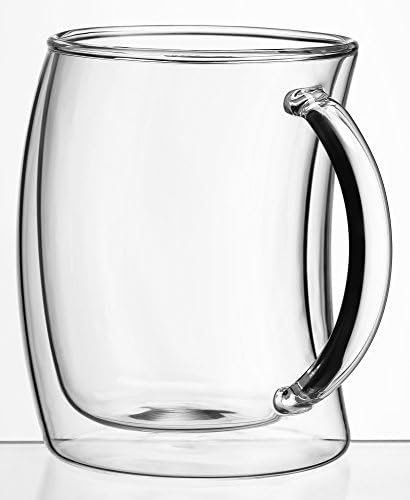 Чаши за кафе JoyJolt Caleo Collection с двойни стени от изолиран стъкло (Комплект от 2-х) - 13 грама