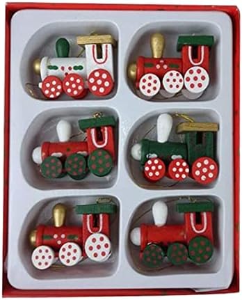 Eioflia/Мини Коледен Влак Декор Дървени Занаяти Комплекти Коледно Дърво Декорация за Деца от 6 бр. (Случаен цвят) Декор Коледен Влак,