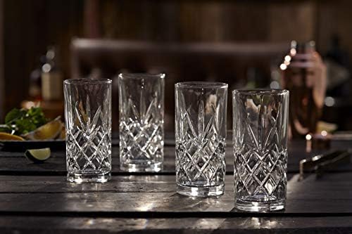 Комплект високи чаши за хайбола Royalty Art Kinsley 8-12 грама, Текстурирани Дизайнерски прибори за питейна вода, бира или газирана вода,