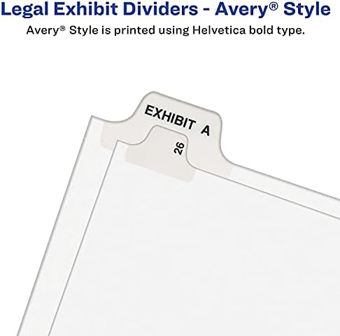 Ейвъри 01064 Разделител на страничните раздела за юридически експонати в стил Ейвъри, Име: 64, Буквално, Бяла, 25 бр/опаковане.