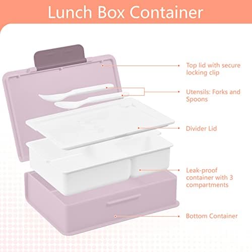 Кутия за обяд ALAZA Fox и First Snow Bento, Херметични Контейнери за обяд, които не съдържат BPA, с вилица и лъжица, 1 бр.