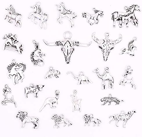 YEYULIN 30 бр. Тибетски Сребърни Метални Висулки във формата на животни за производство на бижута | 3 Тип Висулки във формата