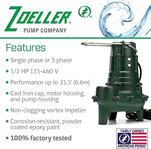 Възвратна помпа Zoeller Waste-Mate 267-0006, 1/2 с. л. Автоматично – Мощната потопяема помпа за пречистване на отпадъчни води,
