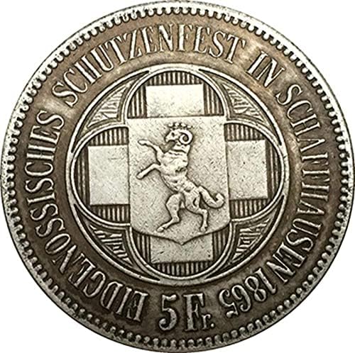 Монети Швейцария 1865 Година, Покрити с Мед, Сребро Каменни монети, Монети за колекционери Занаяти, Възпоменателна монета от колекция Монети