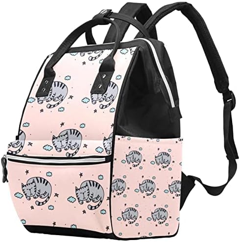 Чанта за Пелени с Шарките на Спящата Котка, Чанти-Тоут за мама, Многофункционална Раница за Пътуване, Стилна Раница за Училище
