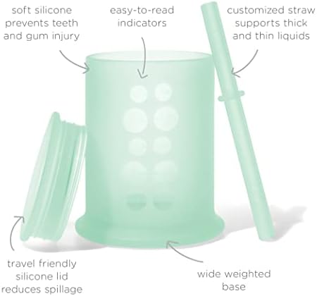 Силиконовата Тренировочная чаша Olababy със сламен капак | Чаша за пиене на вода За бебета От 6 месеца до 12-18 месеца За деца | Поильник