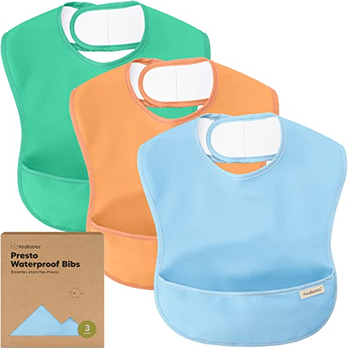 3 опаковки непромокаеми бебешки нагрудников за хранене - Лек детски лигавник с уловителем храна, Непромокаеми престилки за деца, Водоустойчив