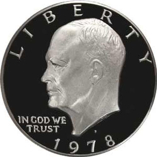 Монета на САЩ под формата на долар Айзенхауер 1978 г., с скъпоценния камък на Айк