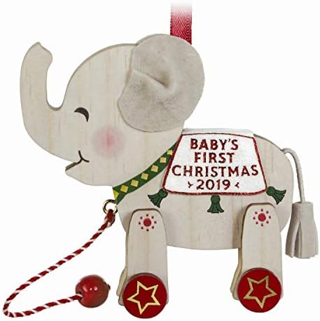 Името на Коледна Украса На паметта, Датированное 2019 Година, Първата Детска Коледна Играчка-един слон теле, Дърво