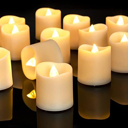 Homemory 24 опаковки Беспламенных led Свещи, 1,5 x 1,6, Траен Електрически Фалшиви свещи, Чаени свещници топло бял цвят на