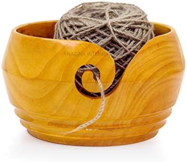 Изключителна Купа За Съхранение на Топки от Плетиво, Прежди Nagina International Turmeric, Изработени от Дърво