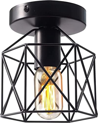 Прост Луксозен Промишлен лампа E26 E27 в Ретро стил, Черна на цвят, Тавана Лампа с Подово Монтиране, Метален Защитен Кожух лампи за