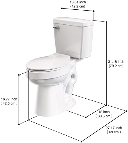 Бял удължен тоалетна чиния от 2 части, със стандартна 12-инчов врезным тоалетна ELLAI Powerful Single Flush 1.28 GPF ADA Височина на стола (седалка е включено в комплекта)
