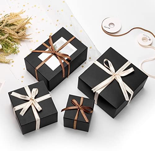 Mcfleet Черни Подаръчни Кутии с капаци 9x6x4 Инча, 25 Опаковки, Кутии за предложения на Младоженеца, Картонена Подарък кутия за подаръци,
