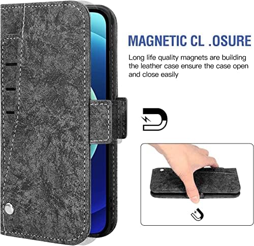 Флип калъф INANIR за iPhone 13 Mini/13/13 Pro/13 Pro Max, една чанта-портфейл от естествена кожа, Отделения за карти, поставка
