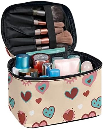 Козметични чанти с Шарени COEQINE Love Бежов Цвят, Козметични Чанти Голям Капацитет, С Гладка цип за Жени, Женски