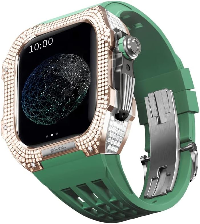 Комплект модове NEYENS за Apple Watch Серия 6 5 4 SE 44 мм Корпус от титанова сплав и каишка от каучук за iwatch 6 SE 5 4 44 мм Взаимозаменяеми