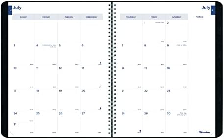 Месечен дневник Blueline Academic, 11 x 8,5, Черна корица, на 14 месеца (от юли до август): от 2022 от 2023 година