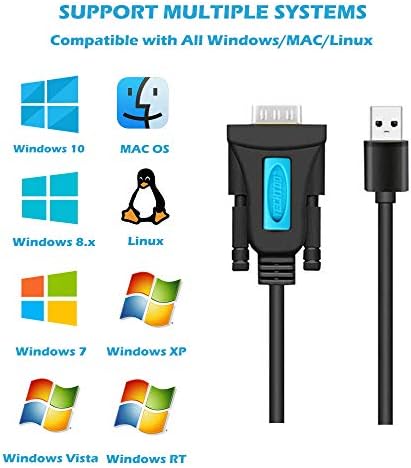 TECHTOO USB 2.0 към Сериен Адаптер USB-RS232, USB Кабел за Сериен Кабел Конвертор DB9, USB с Продуктивни Чип Златно покритие за Win10/8.1/8/7/