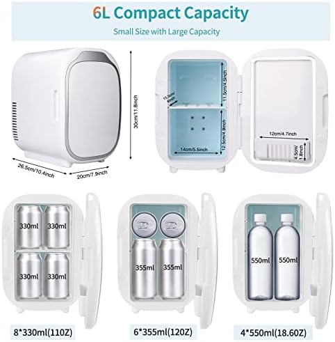 Мини-Хладилник за грижа за кожата Ethereal за спални, 6 Литра/8 Кутии на ac /dc, Преносим Термоелектрически Охладител и