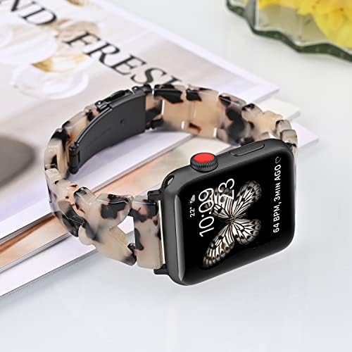 Каишка от смола Drevoon, съвместим със серия от 7 8 Apple Watch Band 41 мм 40 мм, женски Модерен гривна от смола с папийонка и катарама от