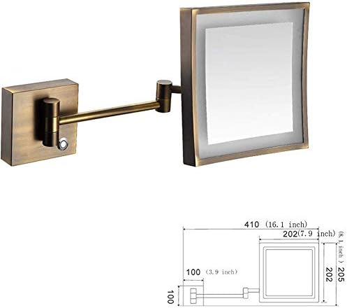 Стенно Огледало за грим ROWITA с подсветка и 3-кратно увеличение, завъртане на 360 градуса, Гъвкава Гъши врата и Фиксирующим