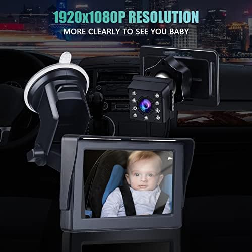 PENCHEN Детско Автомобилно Огледало 1080P 4,3-Инчов Детска Автомобилна Камера за Нощно Виждане за Сигурност Огледало за столче за кола