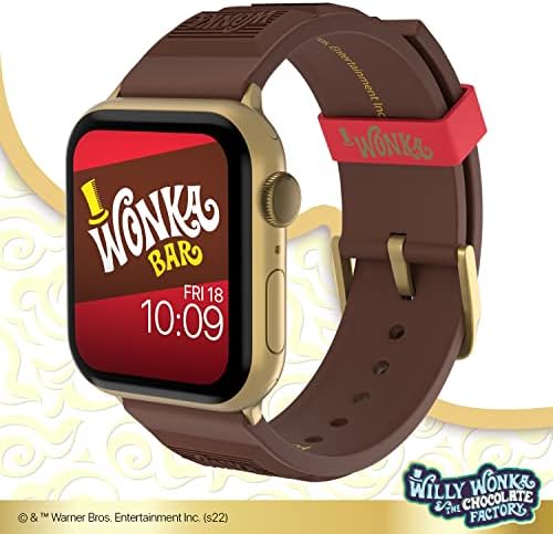 Willy Wonka - Каишка за умни часа Wonka Chocolate 3D - Официално лицензиран, съвместим с всички размери и серии Apple Watch (часове