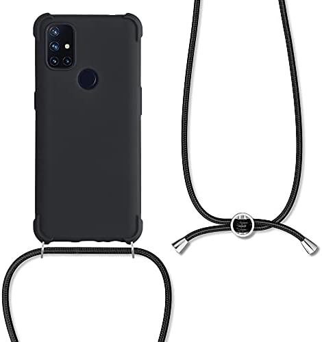 Калъф kwmobile през рамо, Съвместима с калъф OnePlus Nord N10 5G - Силиконов калъф от TPU с каишка - Черен